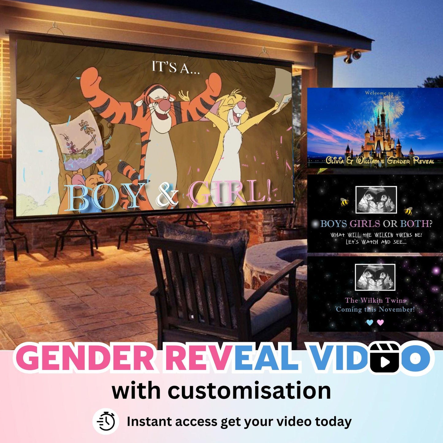 TWINS BOY & GIRL Custom Gender Reveal Movie Video
