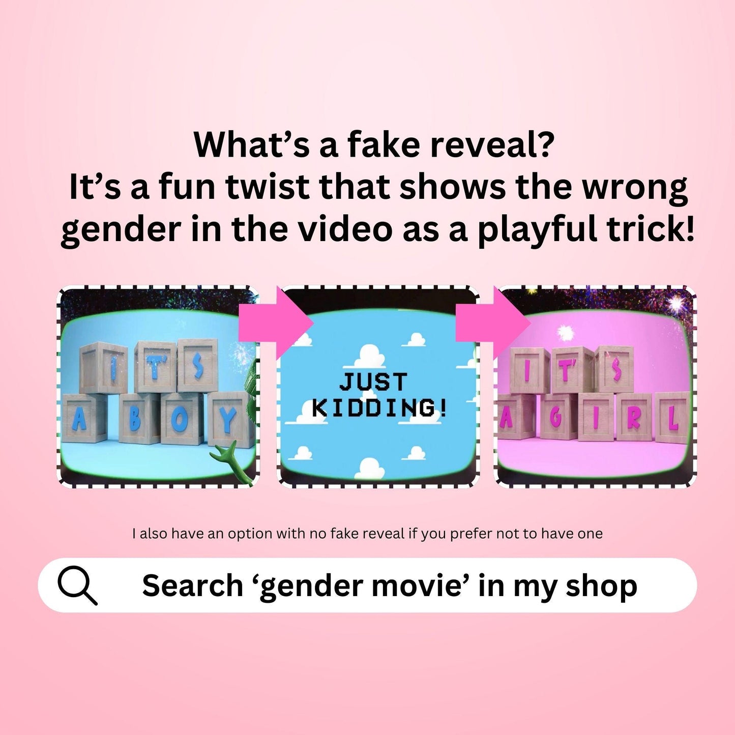 GIRL Custom Gender Reveal Movie Video With Fake Reveal