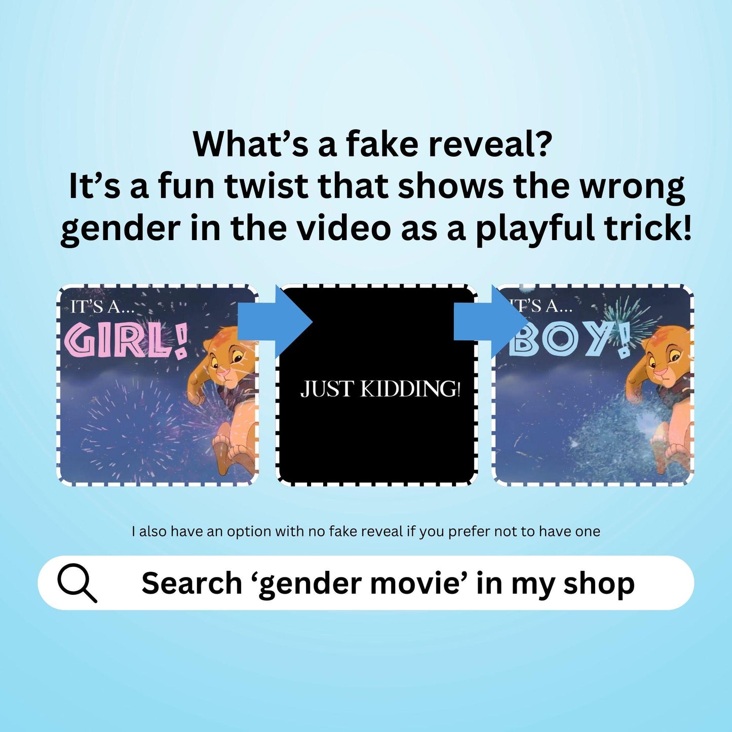 BOY Custom Gender Reveal Movie Video With Fake Reveal