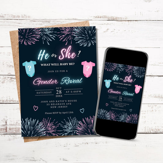 Gender Reveal Digital Invitation