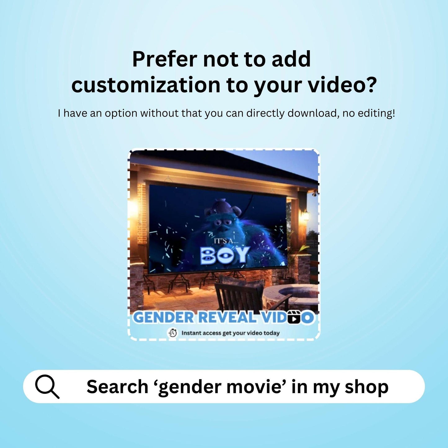 BOY Custom Gender Reveal Movie Video