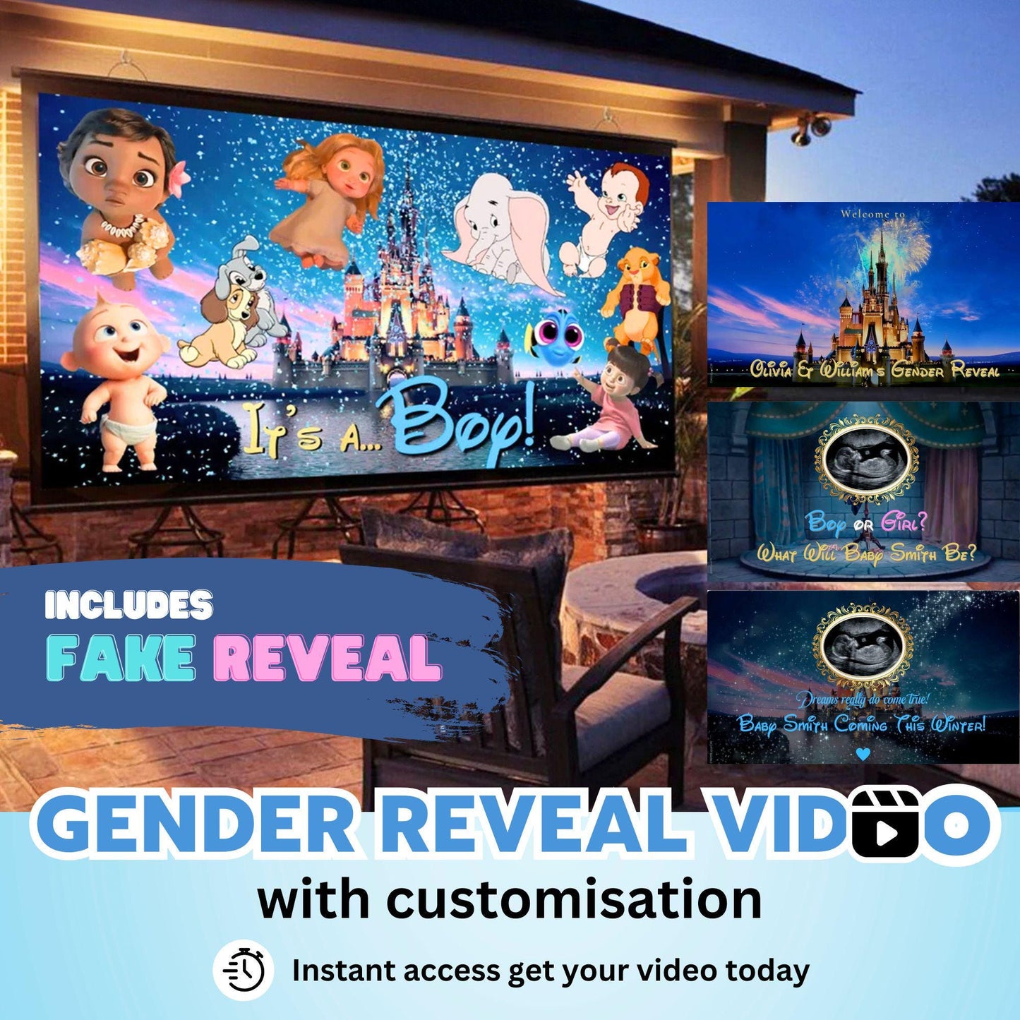 BOY Custom Gender Reveal Movie Video With Fake Reveal