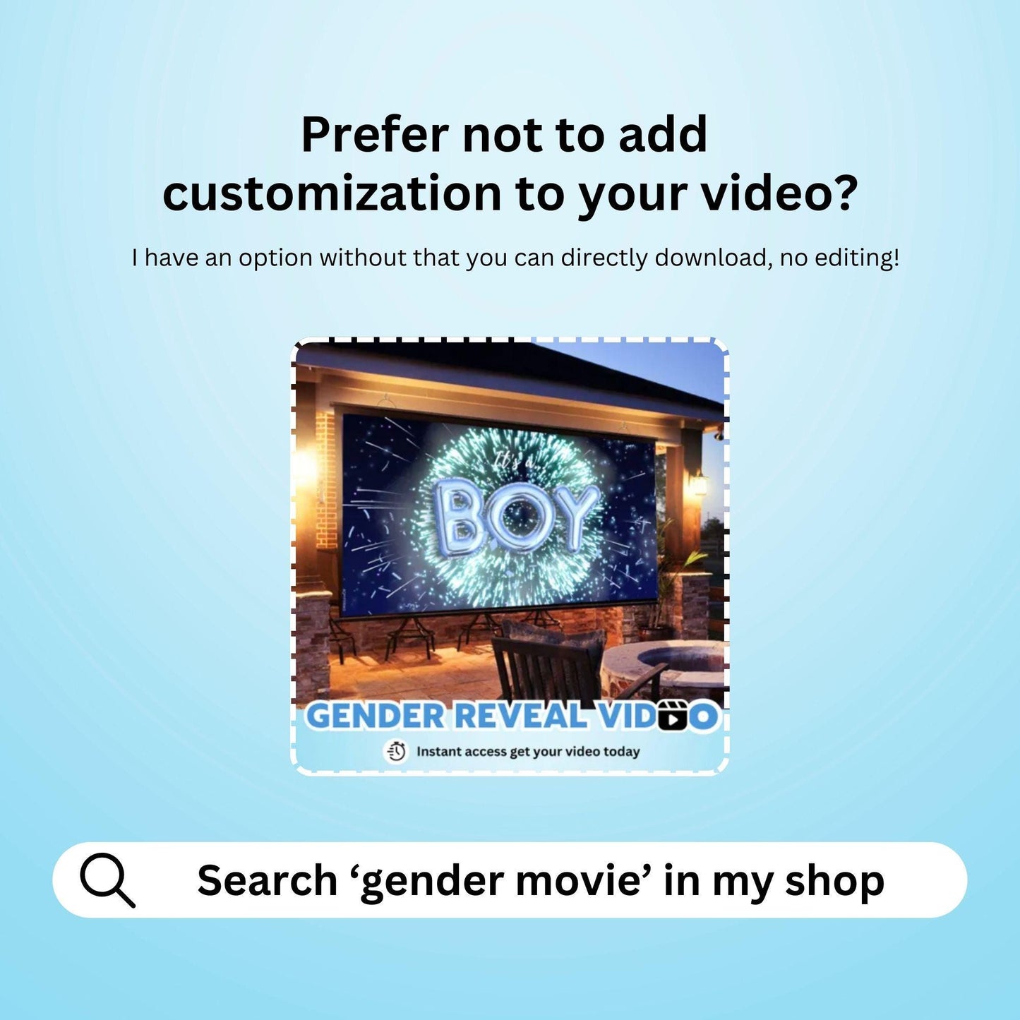 BOY Custom Gender Reveal Movie Video