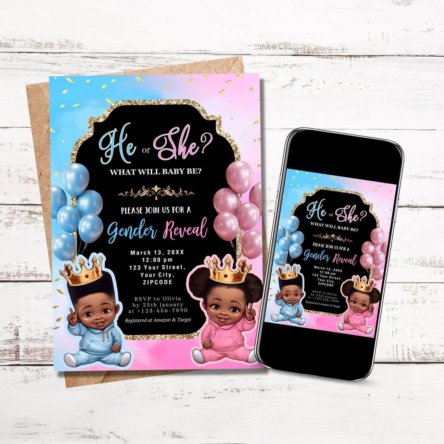 Gender Reveal Digital Invitation