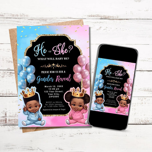 Gender Reveal Digital Invitation