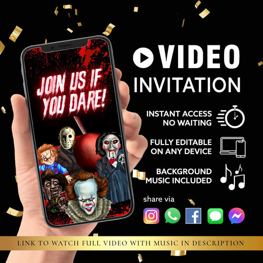 Halloween Horror Party Invite Knife Video Invite