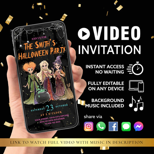 Halloween Party Witch Theme Video Invitation