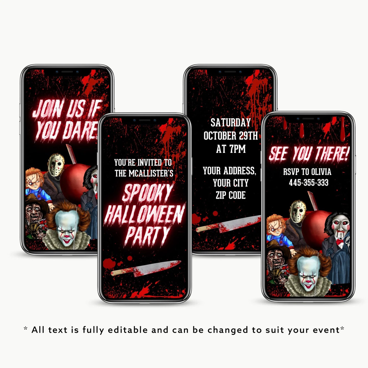 Halloween Horror Party Invite Knife Video Invite