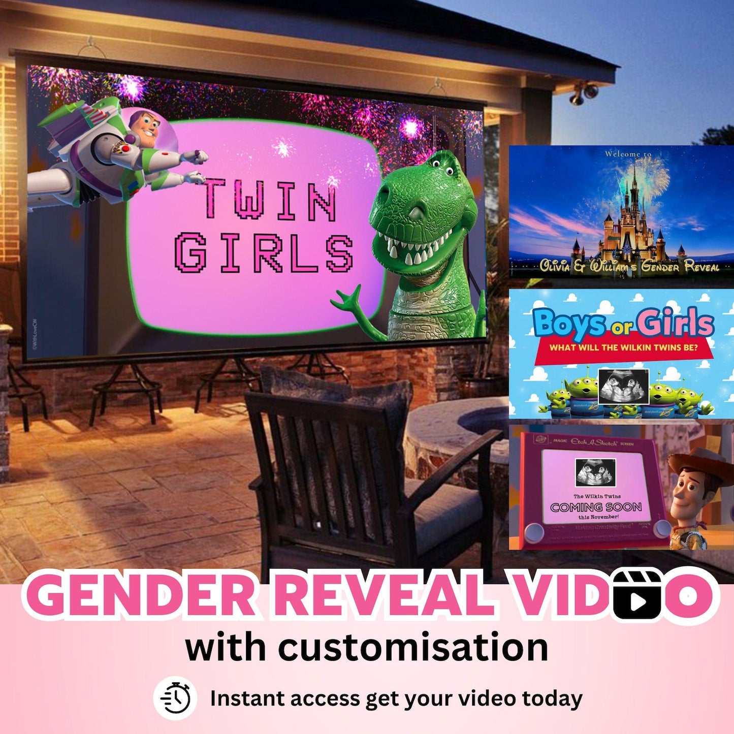 TWIN GIRLS Custom Gender Reveal Movie Video