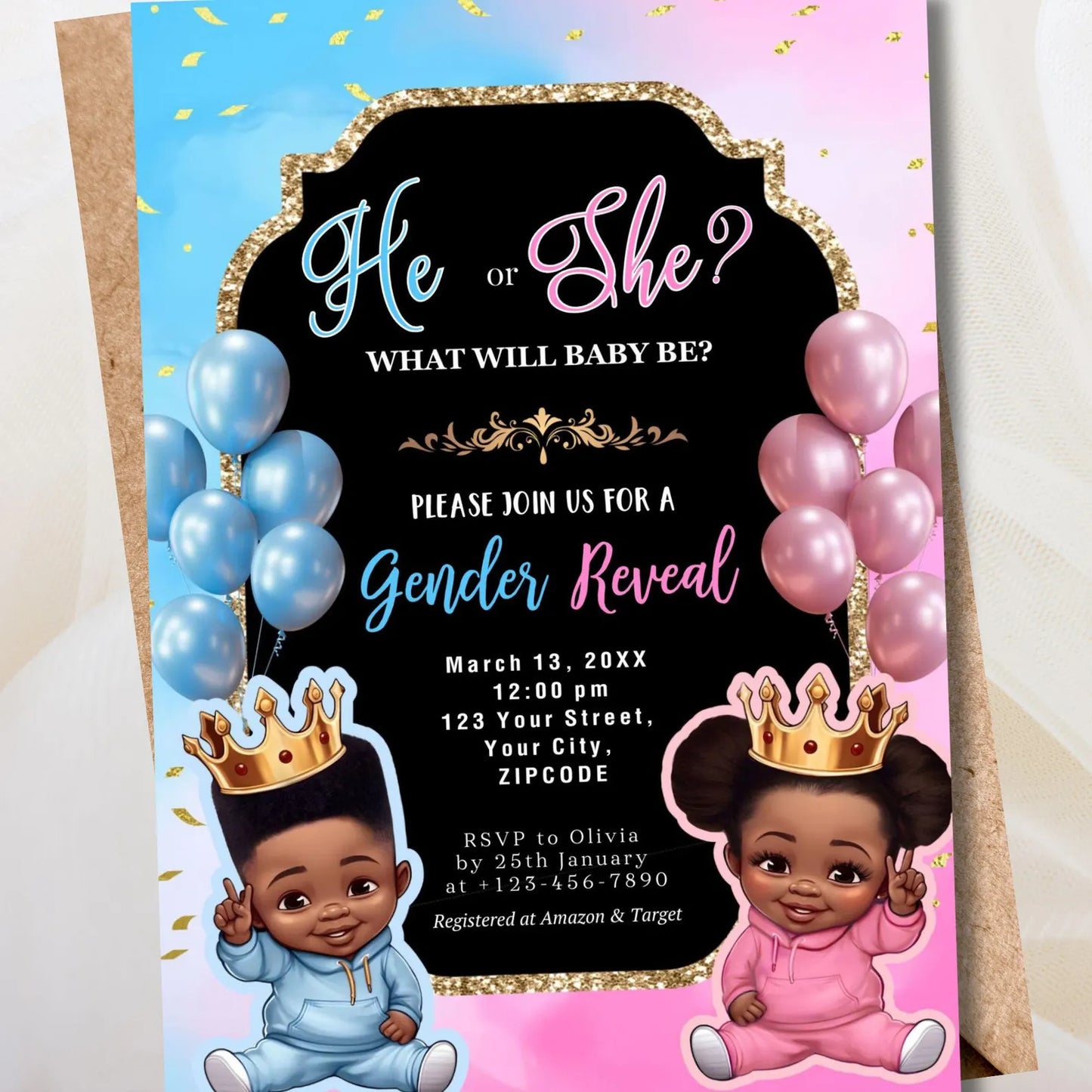 Gender Reveal Digital Invitation