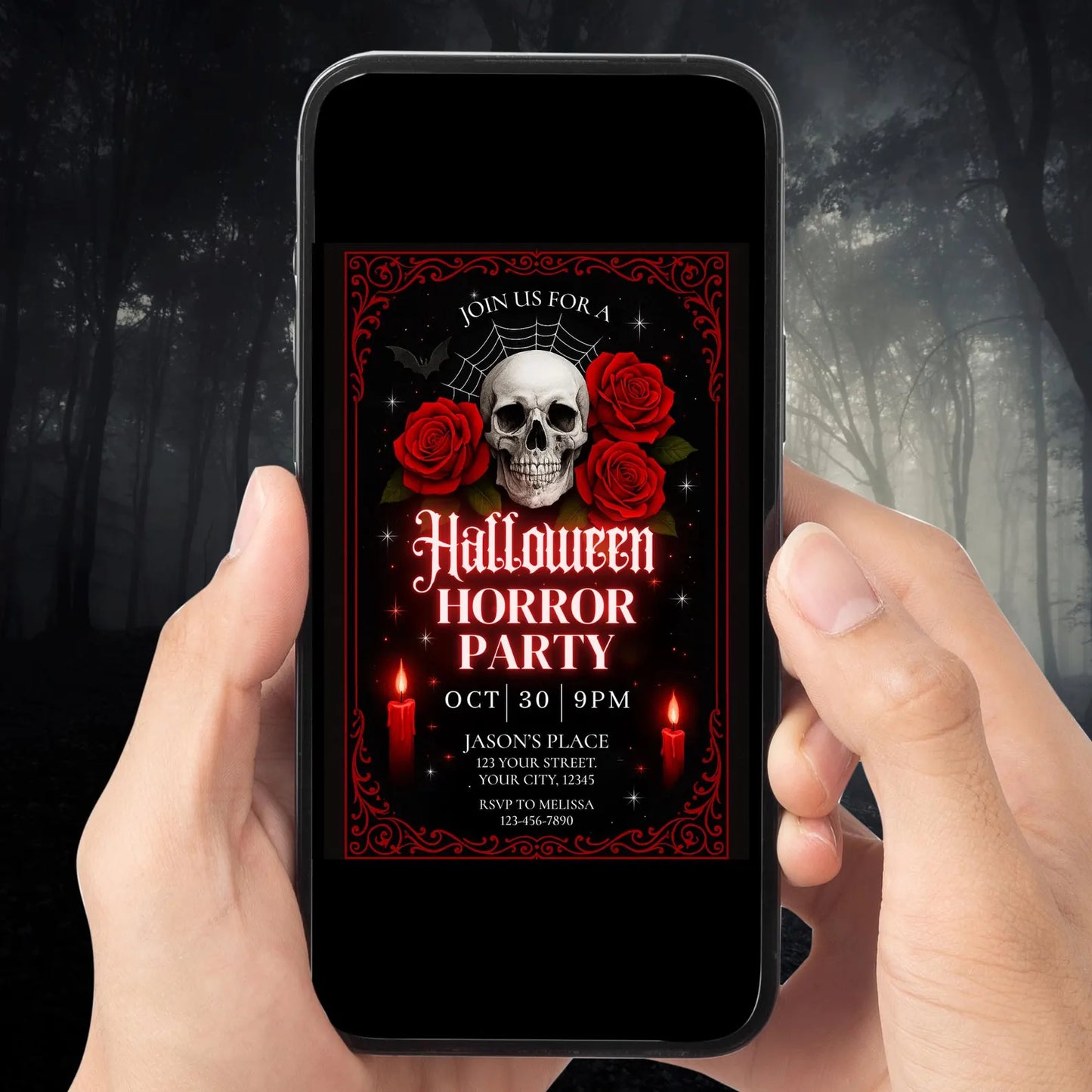 Halloween Gothic Skull Invite Digital and Printable