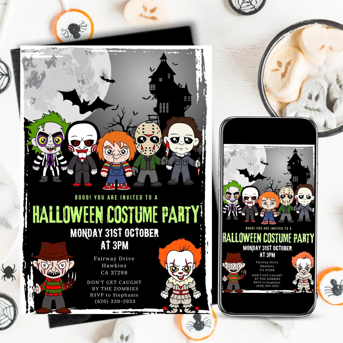 Editable Halloween Costume Party Invitation Digital & Printable