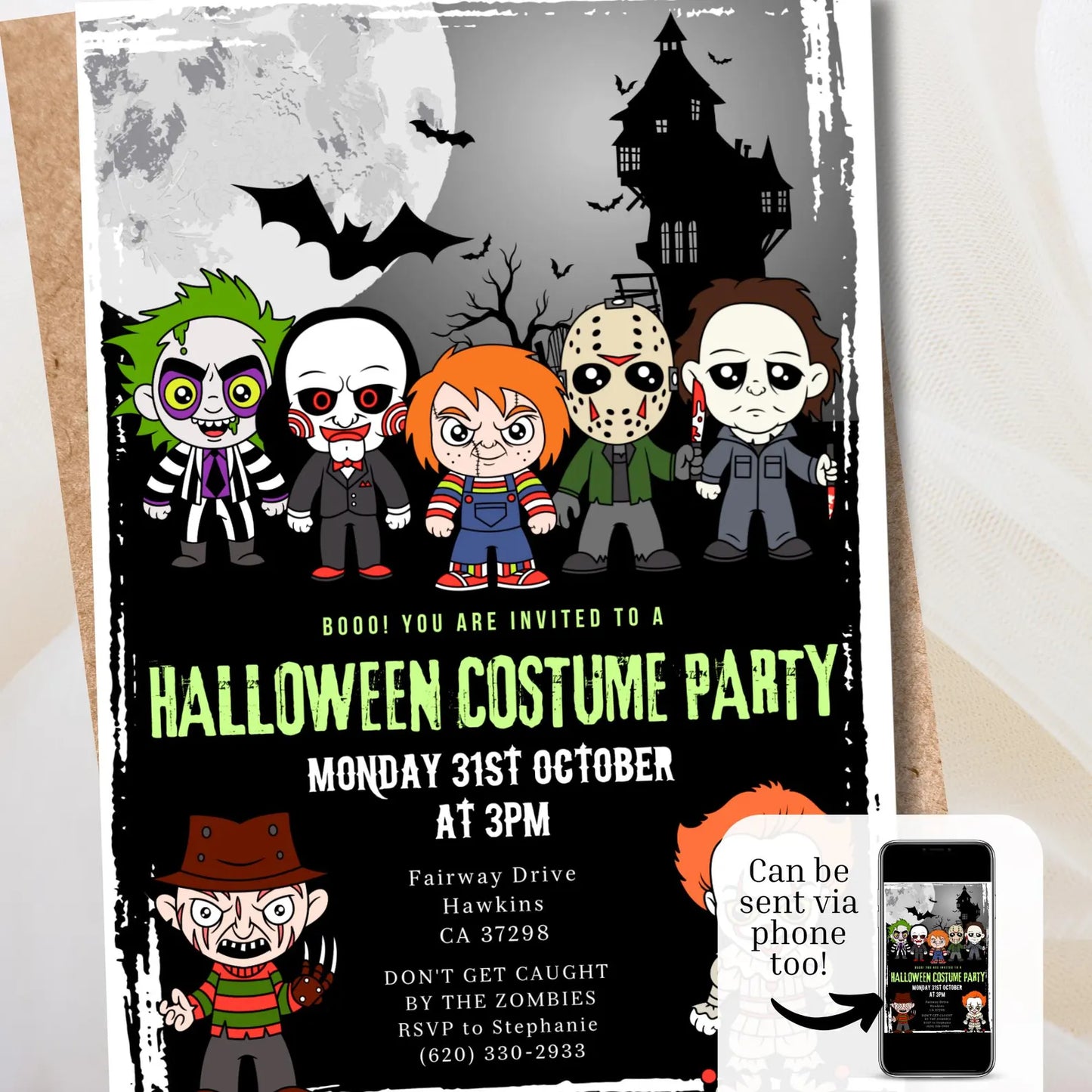 Editable Halloween Costume Party Invitation Digital & Printable