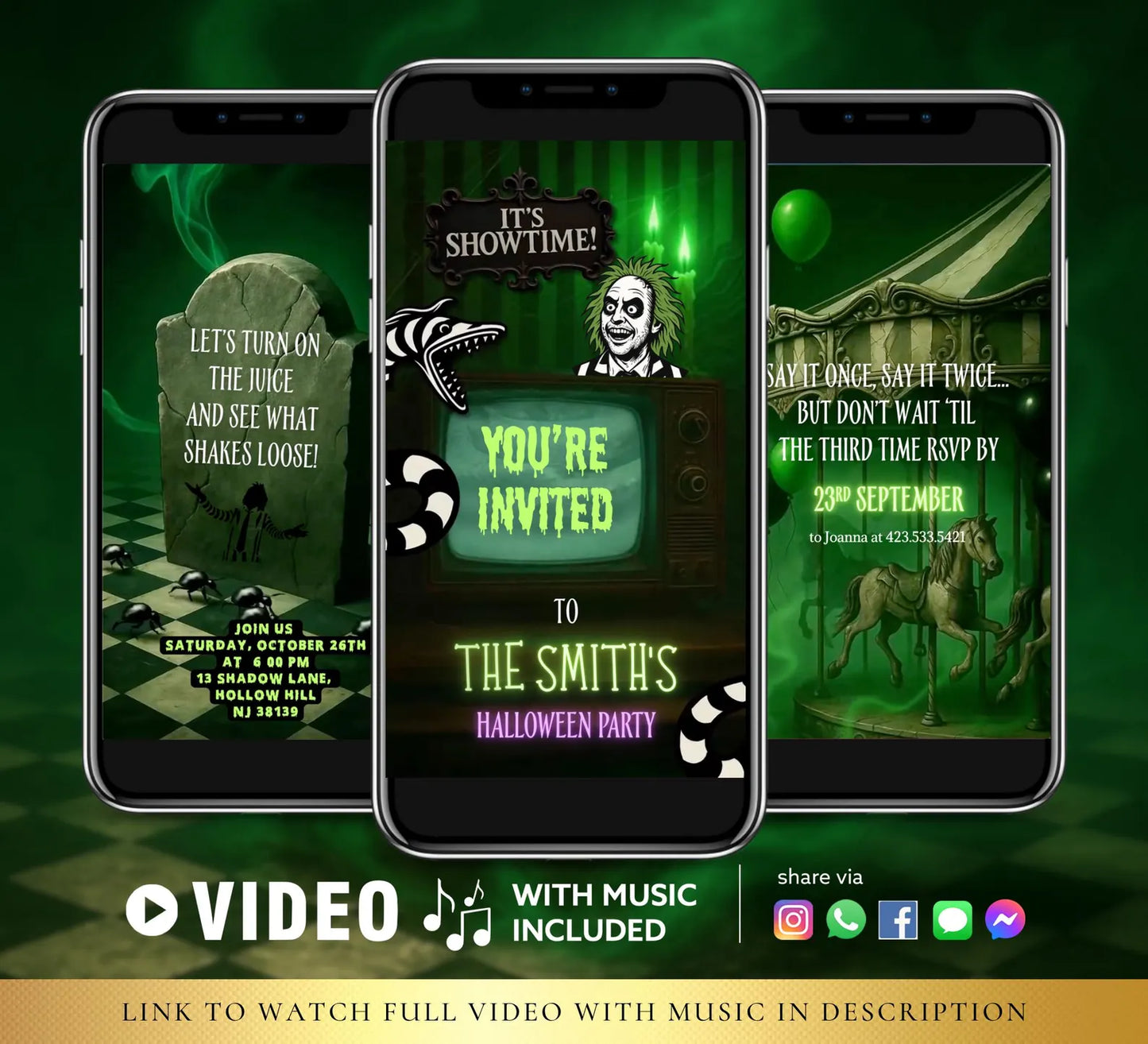 Beetle Birthday Halloween Party Video Invite