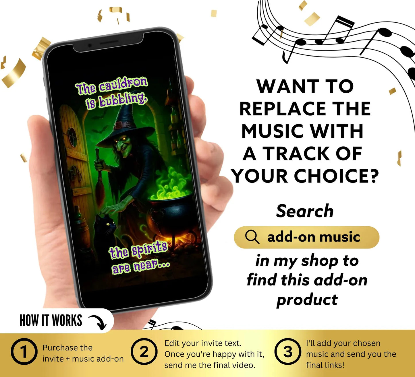 Scary Green Witch Bubbling Cauldron Halloween Party Video Invitation