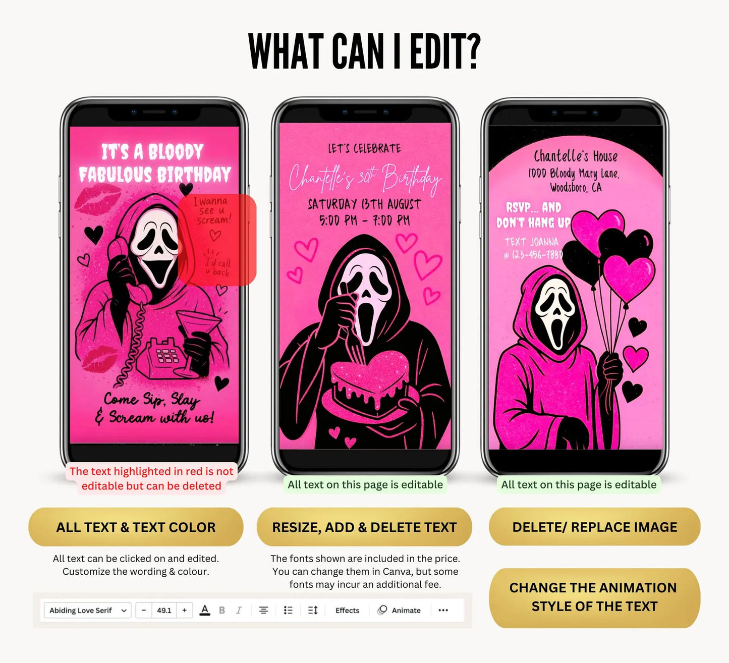 Scary Mask Pink Ghost Halloween Party Video Invitation