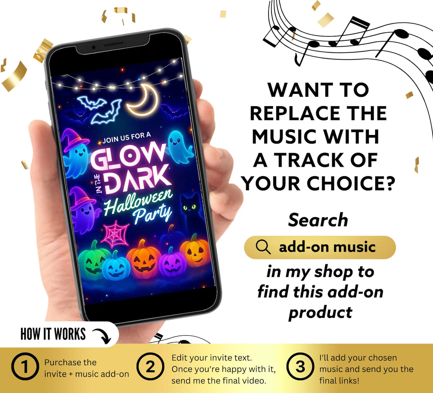 Editable Glow In The Dark Halloween Party Video Invitation
