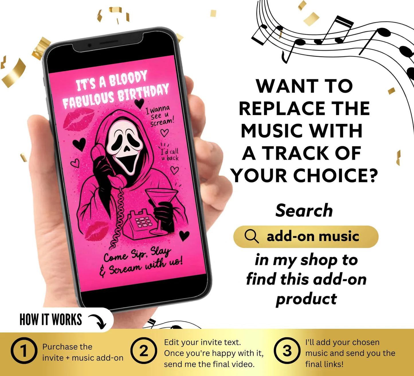 Scary Mask Pink Ghost Halloween Party Video Invitation