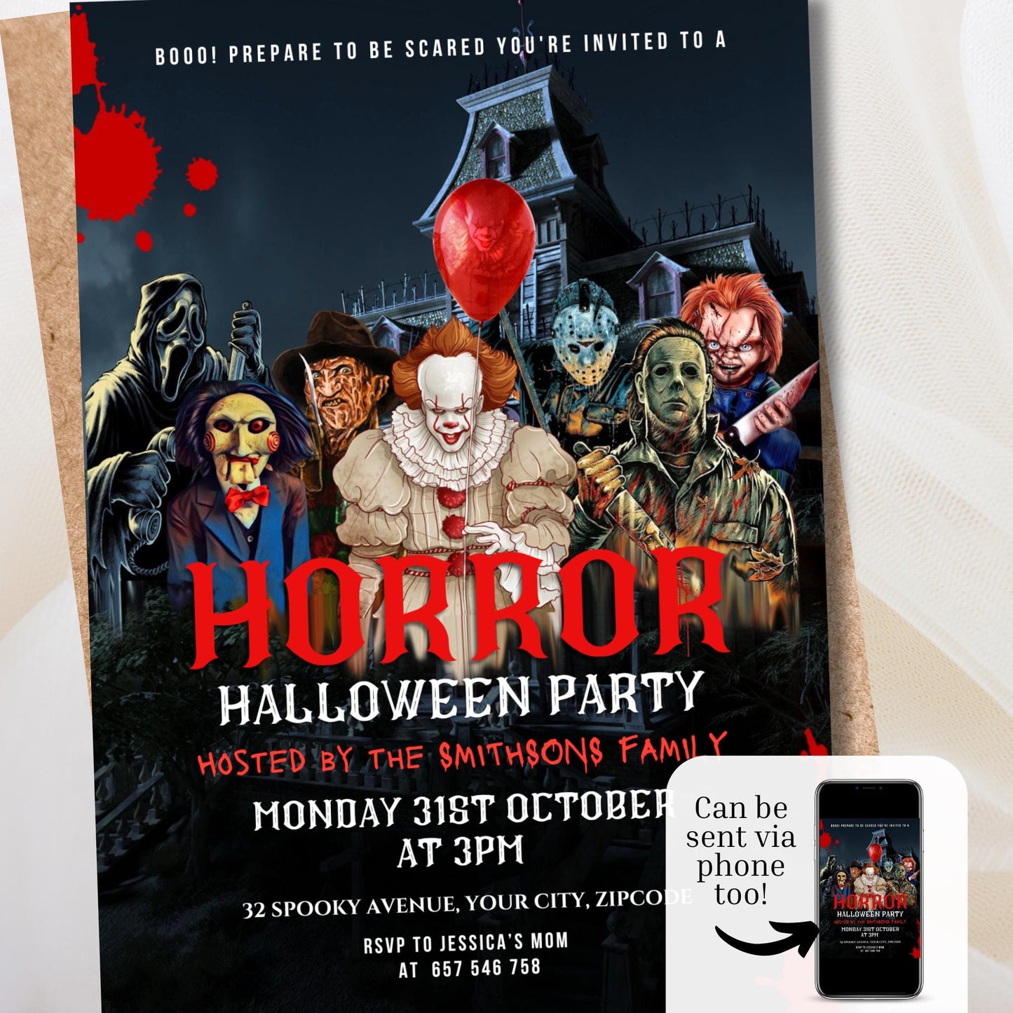 Halloween Horror Party Invitation Digital & Printable