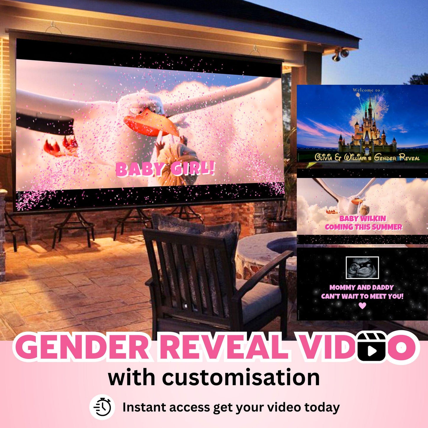 GIRL Custom Gender Reveal Movie Video