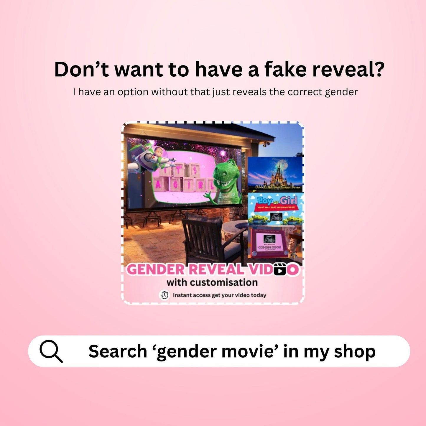 GIRL Custom Gender Reveal Movie Video With Fake Reveal