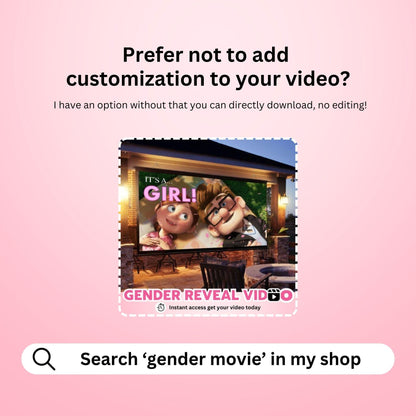 GIRL Custom Gender Reveal Movie Video