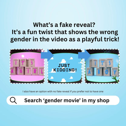 BOY Custom Gender Reveal Movie Video With Fake Reveal