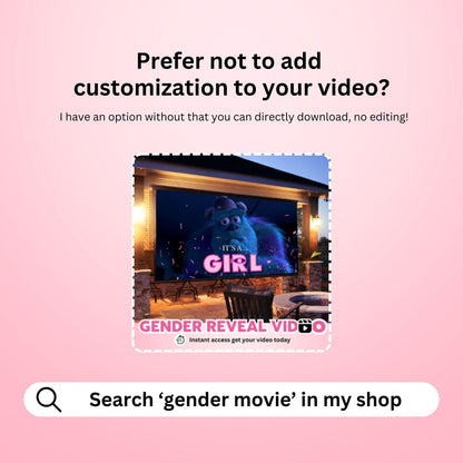 GIRL Custom Gender Reveal Movie Video