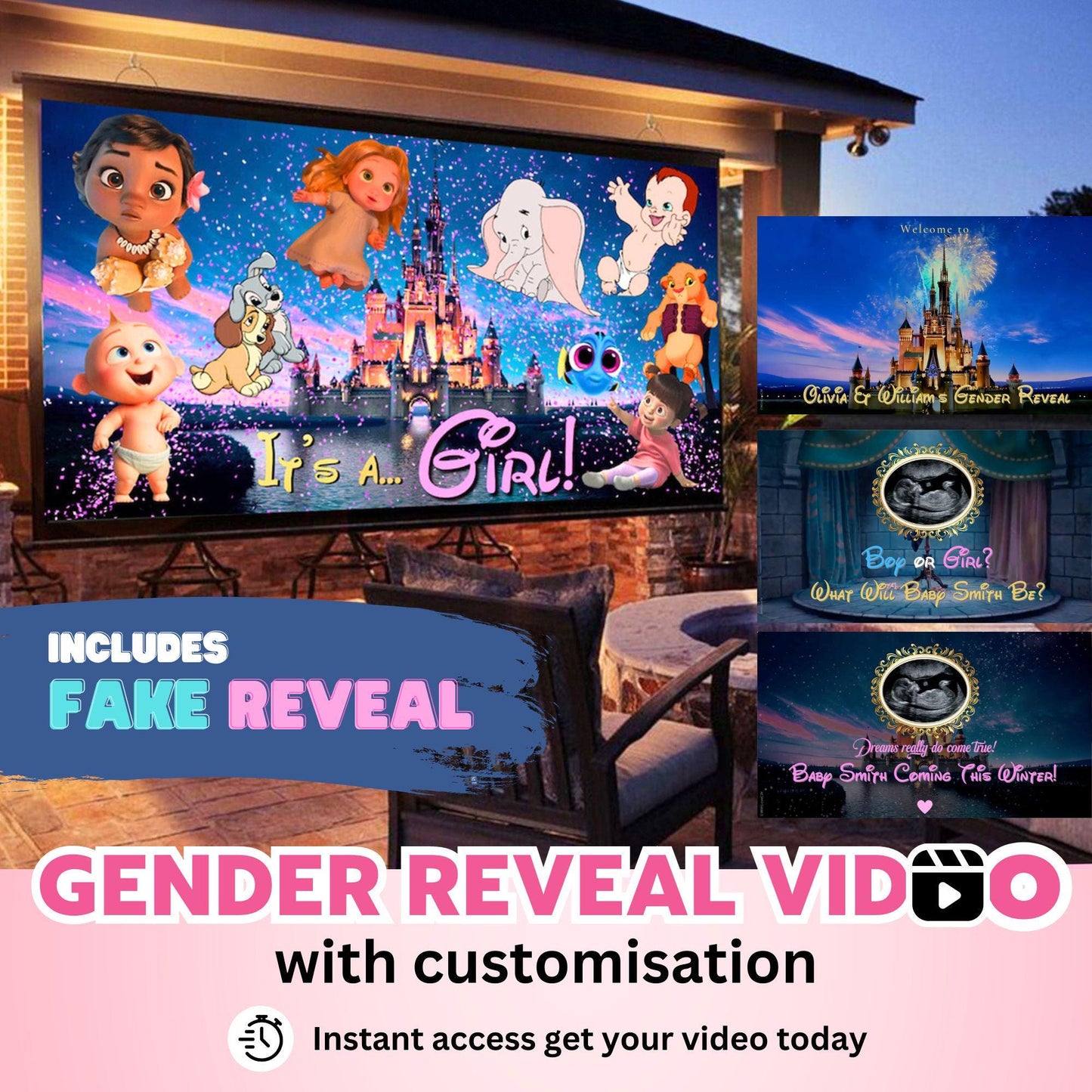 GIRL Custom Gender Reveal Movie Video With Fake Reveal
