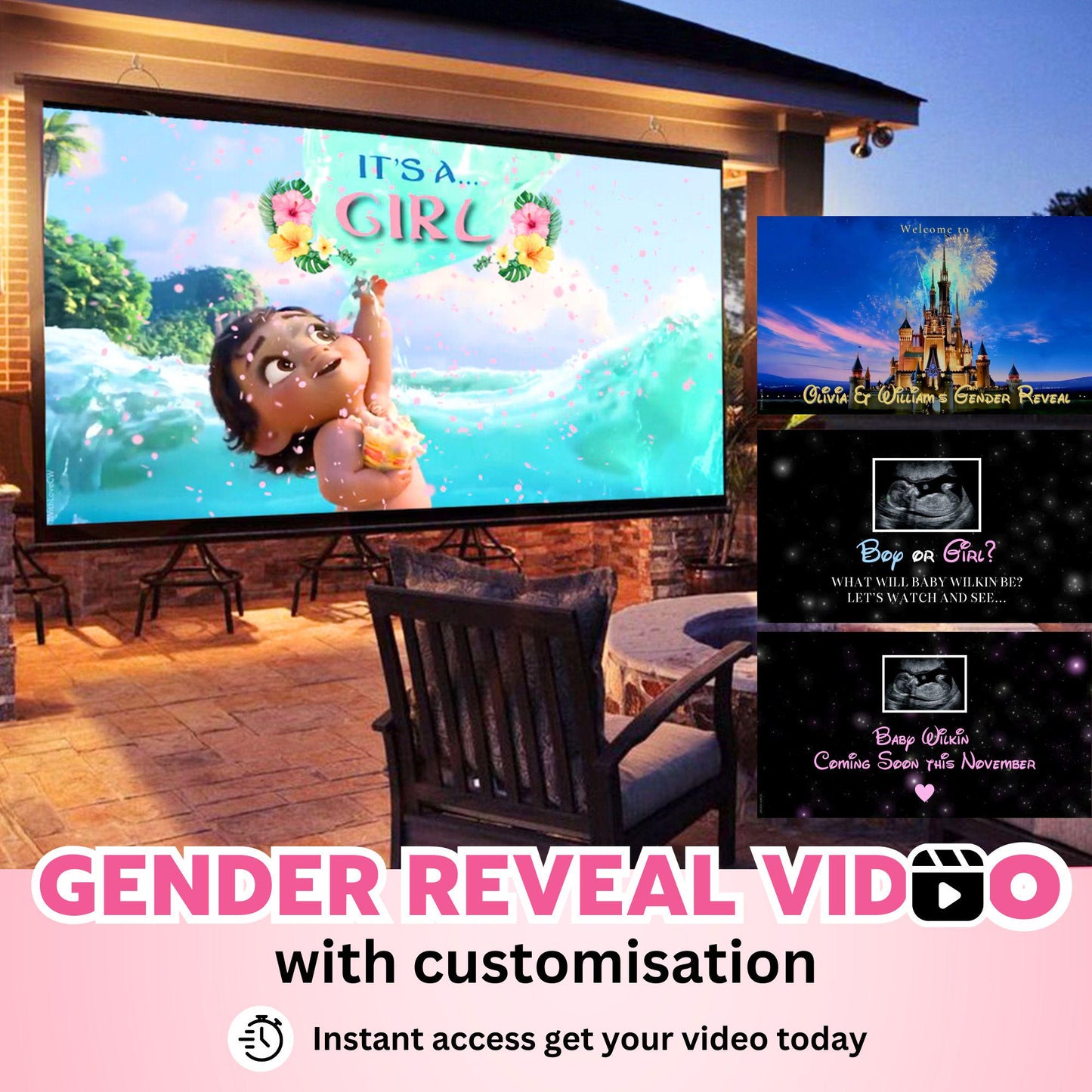 GIRL Custom Gender Reveal Movie Video