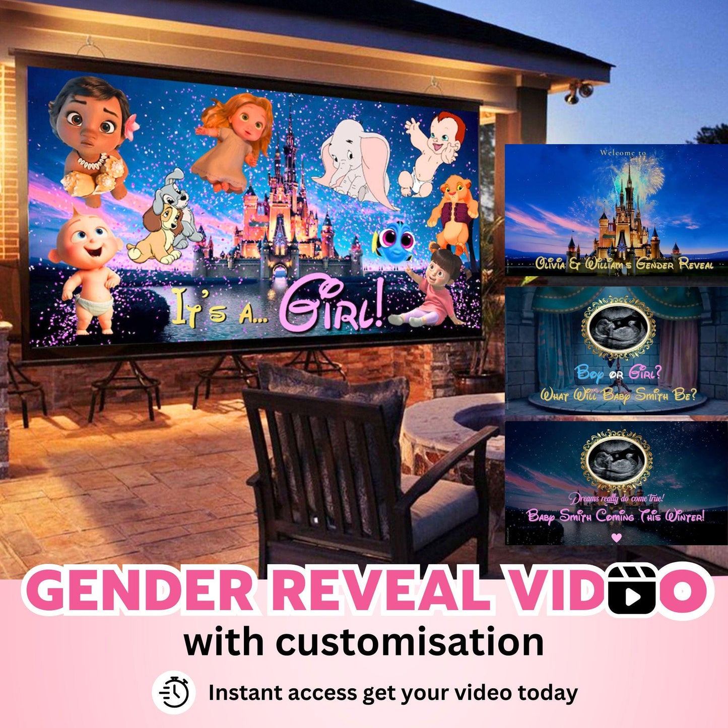 GIRL Custom Gender Reveal Movie Video