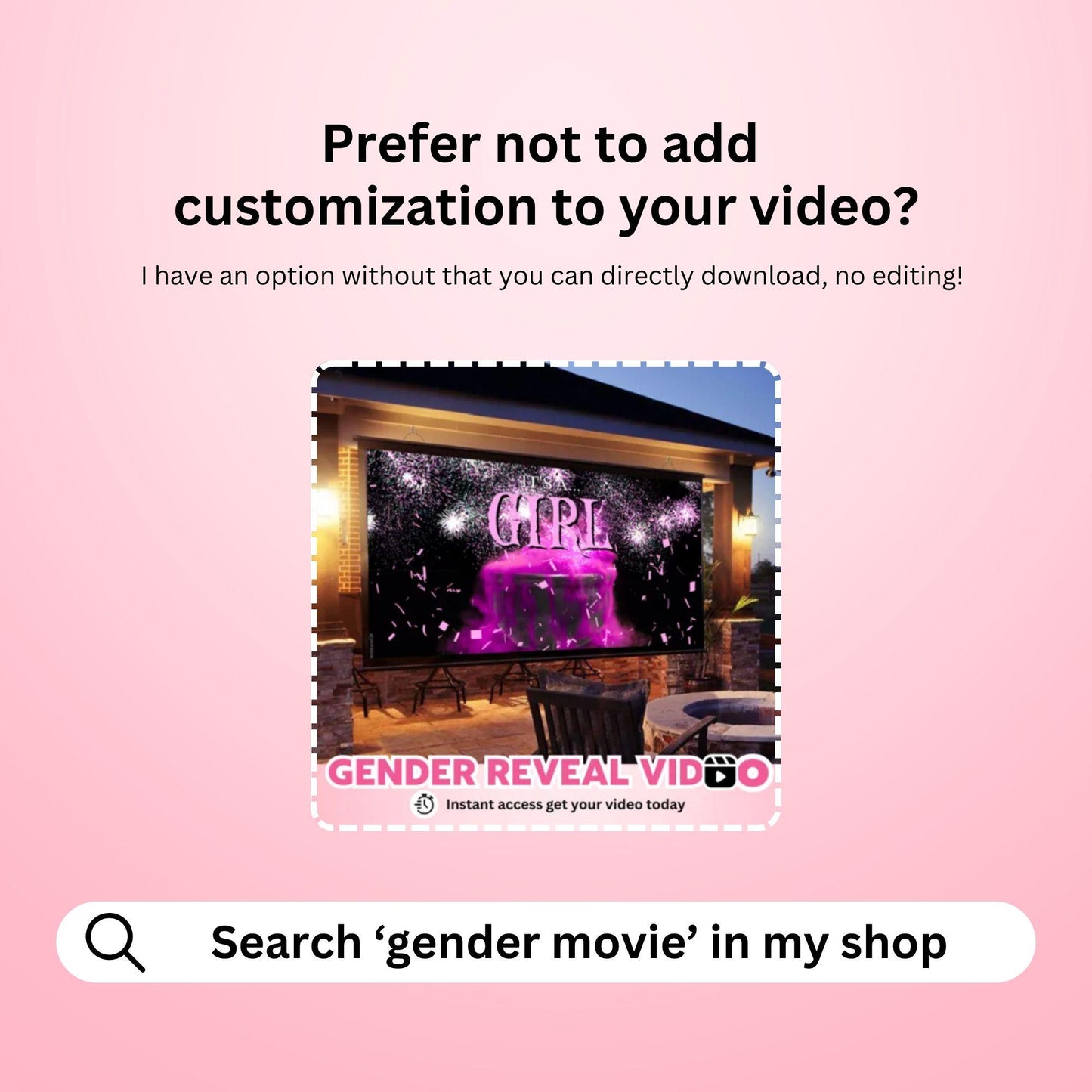 GIRL Custom Gender Reveal Movie Video