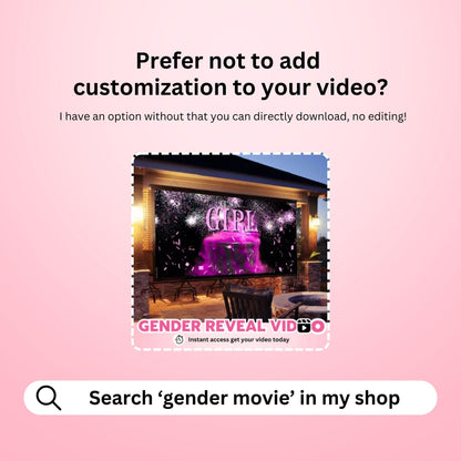 GIRL Custom Gender Reveal Movie Video