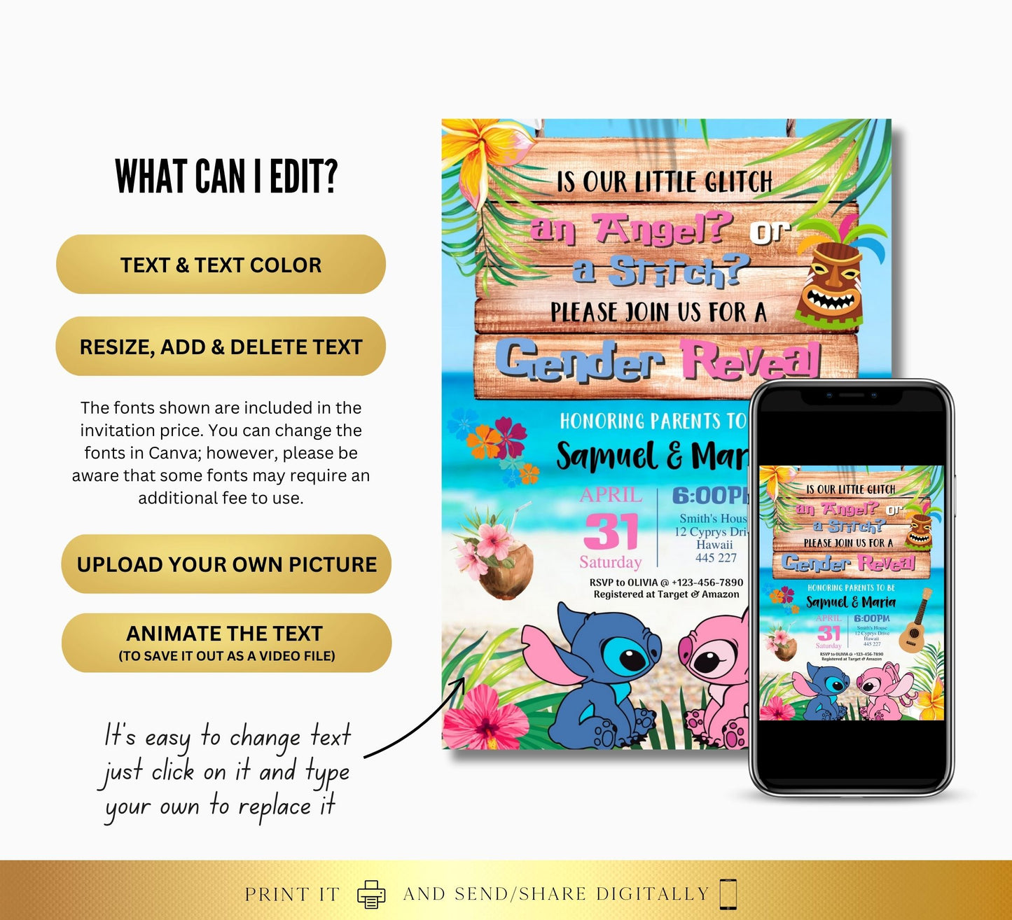 Gender Reveal Digital Invitation