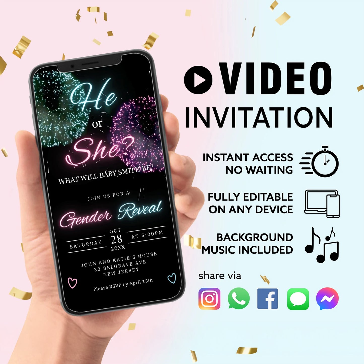 Gender Reveal Video Invitation