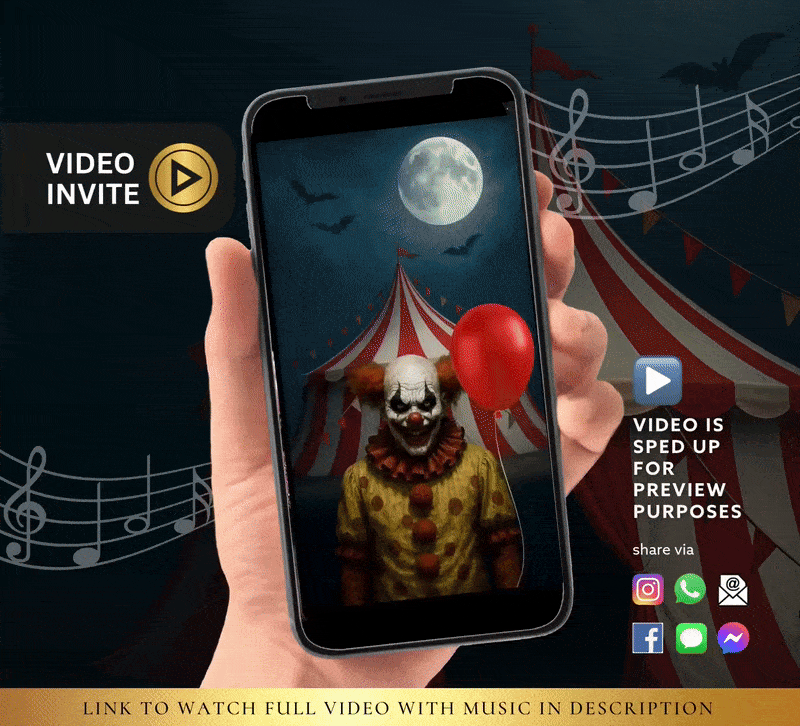 Halloween Evil Circus Clown Halloween Video Invitation