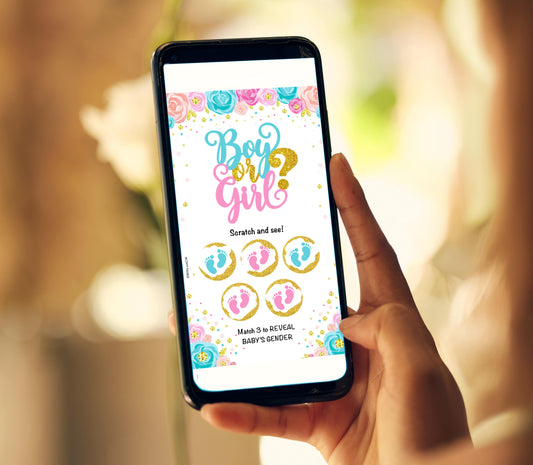 GIRL Baby Gender Reveal Scratch Card