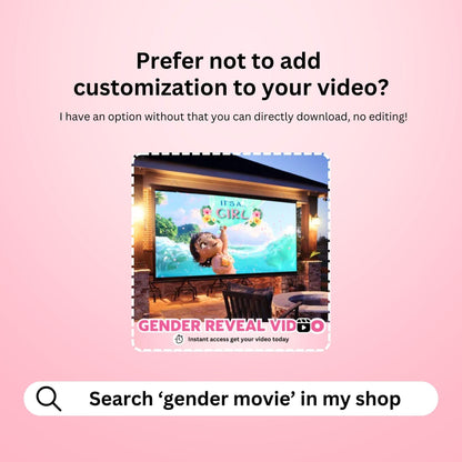 GIRL Custom Gender Reveal Movie Video