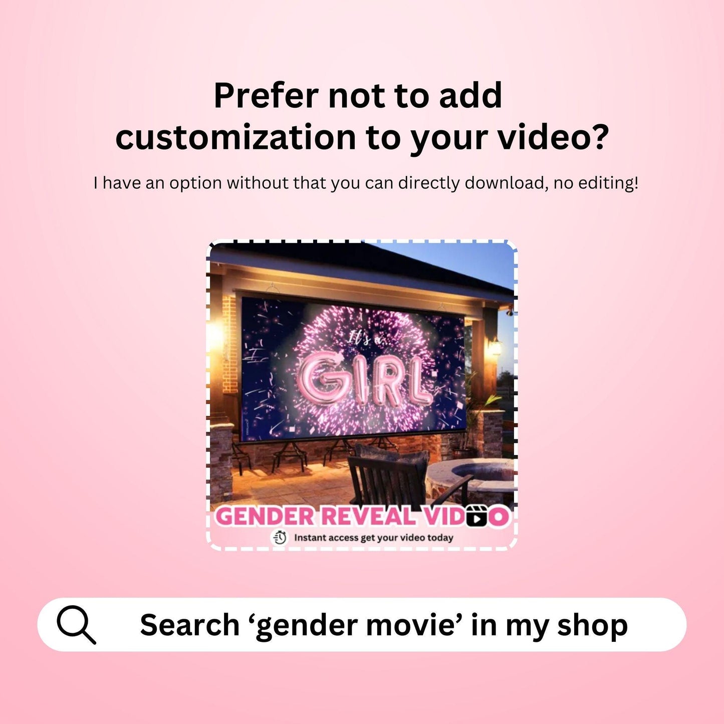 GIRL Custom Gender Reveal Movie Video