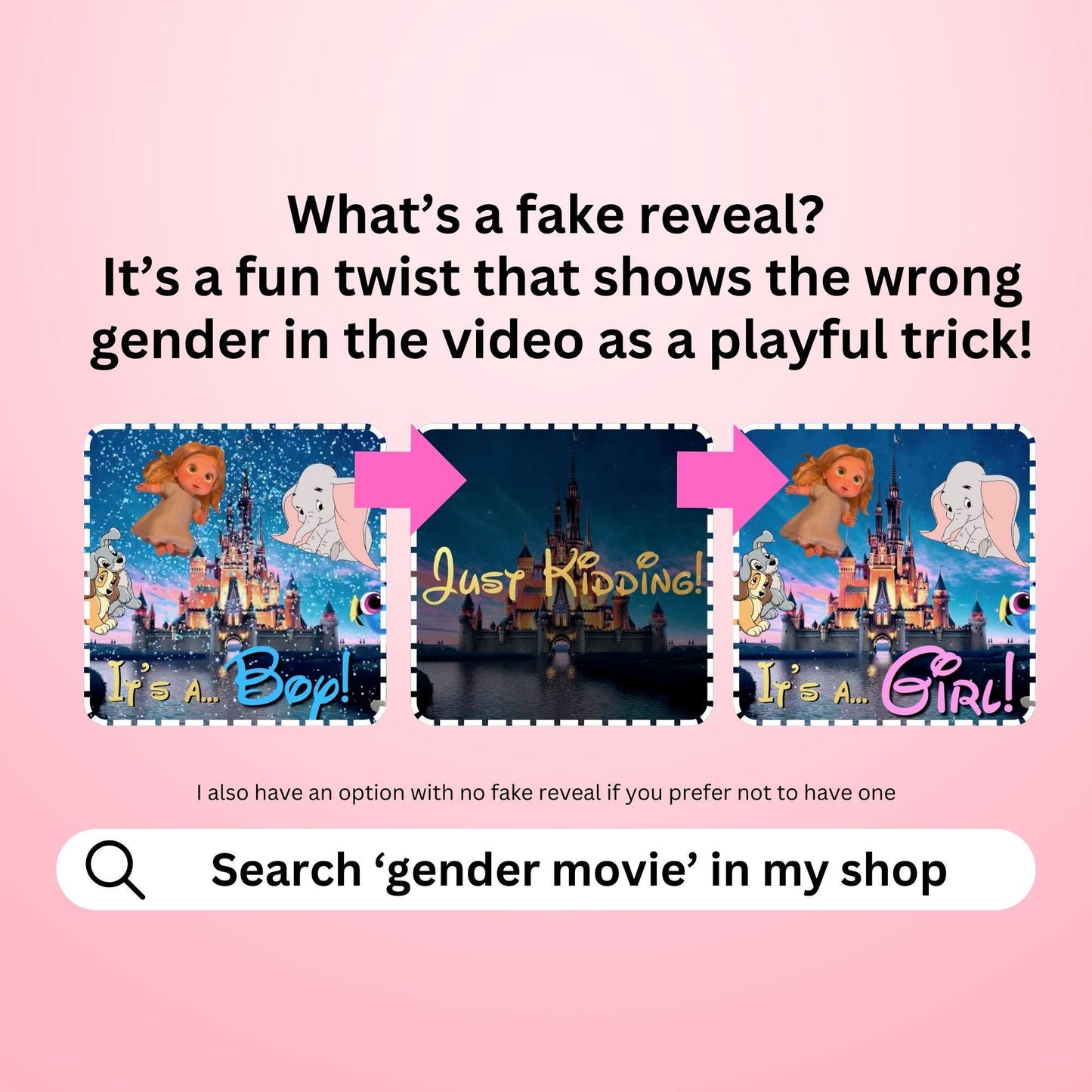 GIRL Custom Gender Reveal Movie Video With Fake Reveal