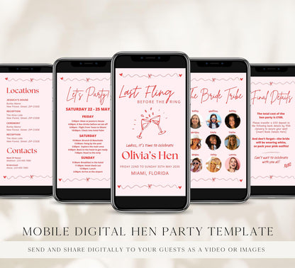 Hen Bachelorette Party Digital Itinerary