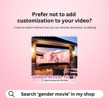 GIRL Custom Gender Reveal Movie Video