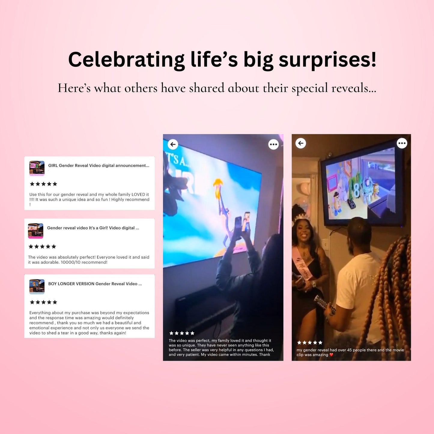 GIRL Custom Gender Reveal Movie Video With Fake Reveal