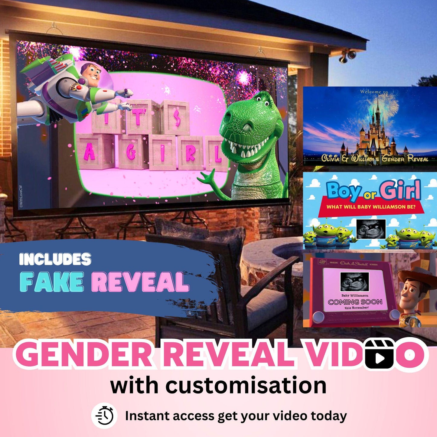 GIRL Custom Gender Reveal Movie Video With Fake Reveal