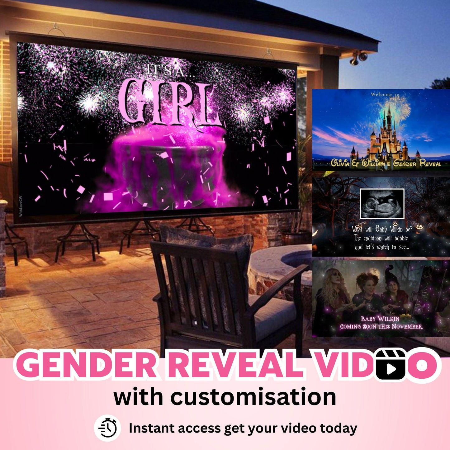 GIRL Custom Gender Reveal Movie Video