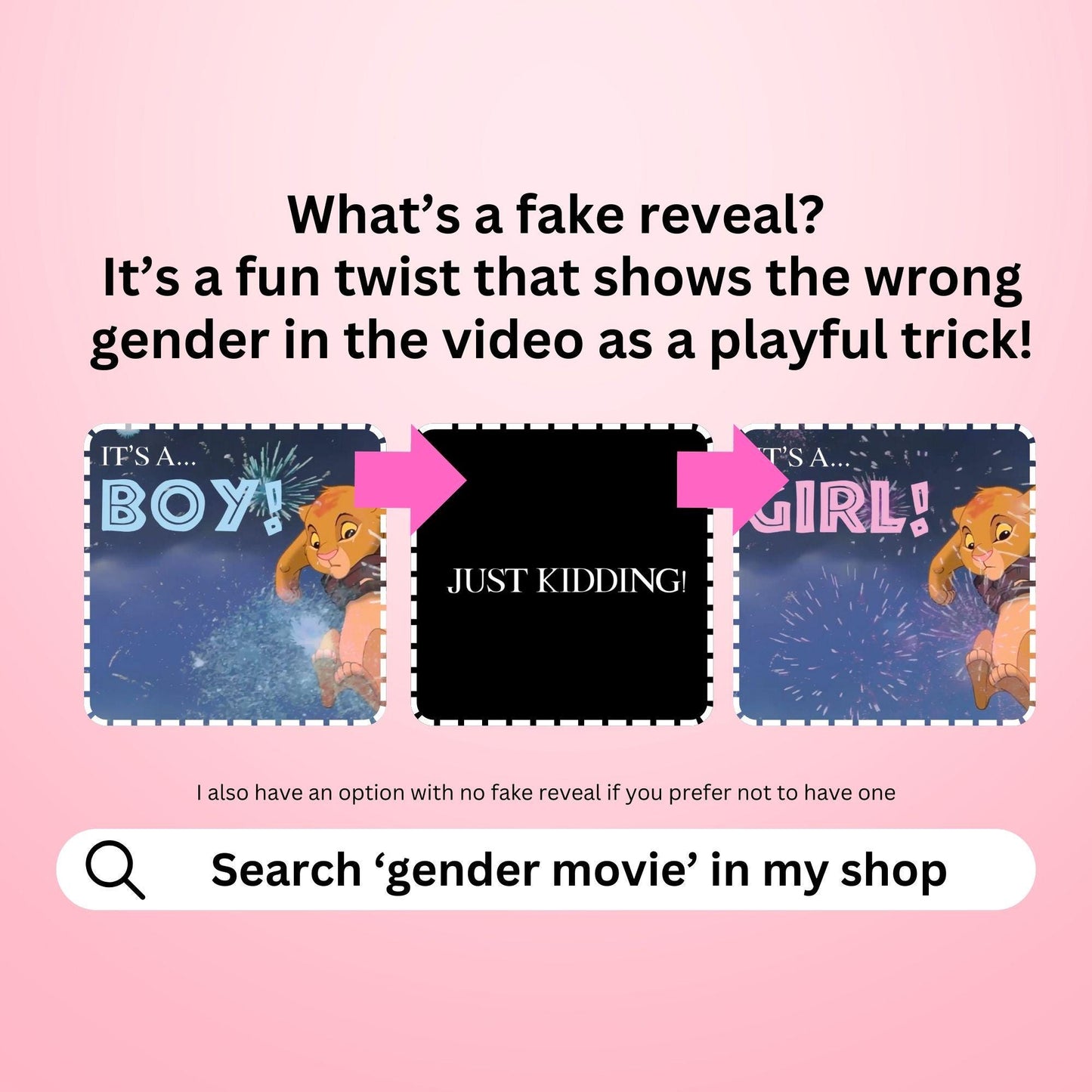GIRL Custom Gender Reveal Movie Video With Fake Reveal