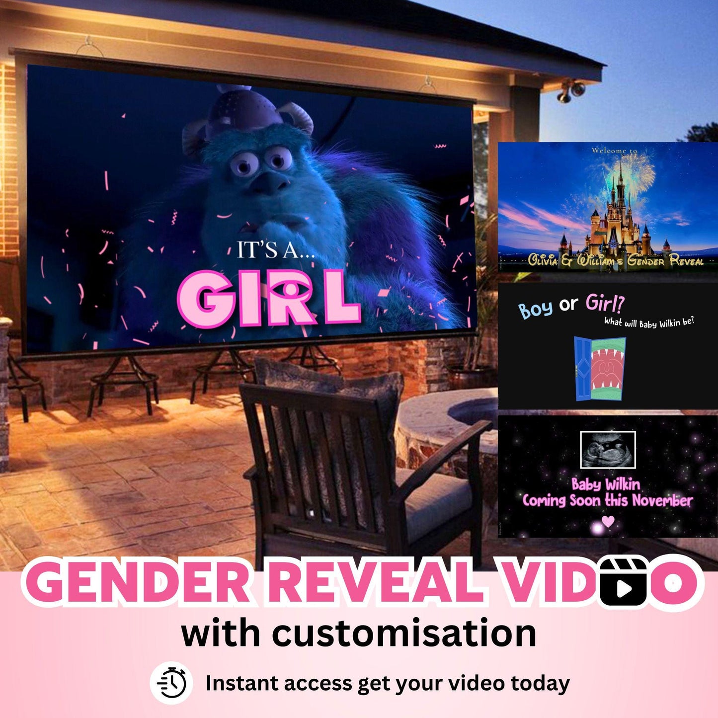 GIRL Custom Gender Reveal Movie Video