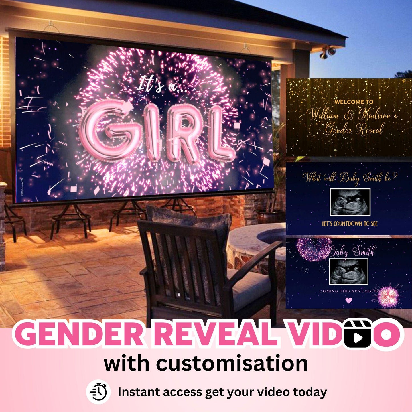 GIRL Custom Gender Reveal Movie Video