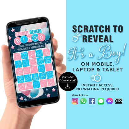 BOY Baby Gender Reveal Scratch Card