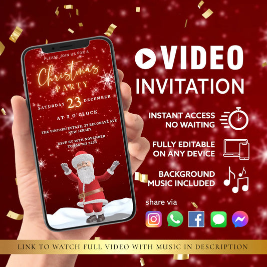 Santa Dancing Christmas Party Video Invite
